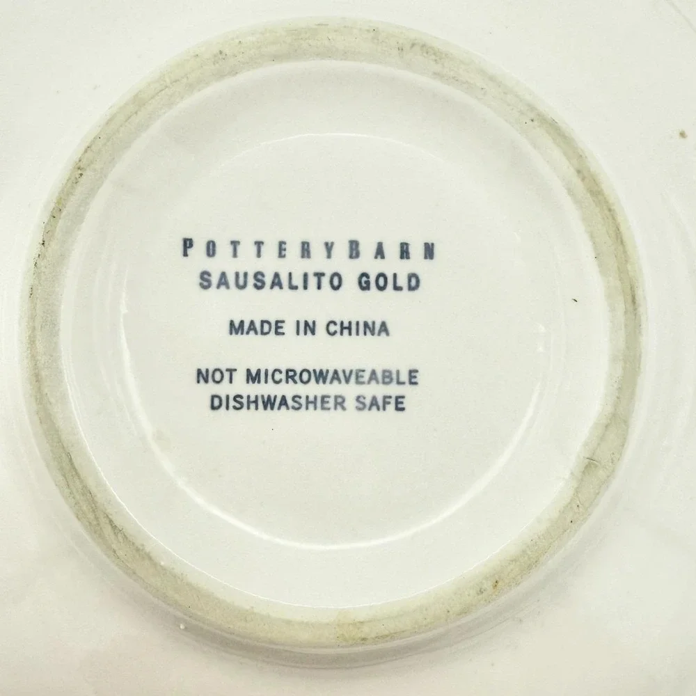 Pottery Barn Sausalito Gold Leaf Salad Plates ~ Set of 2 ~ Discontinued 2000